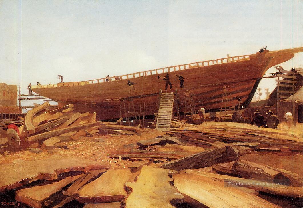 Construction navale à Gloucester réalisme marine peintre Winslow Homer Peintures à l'huile